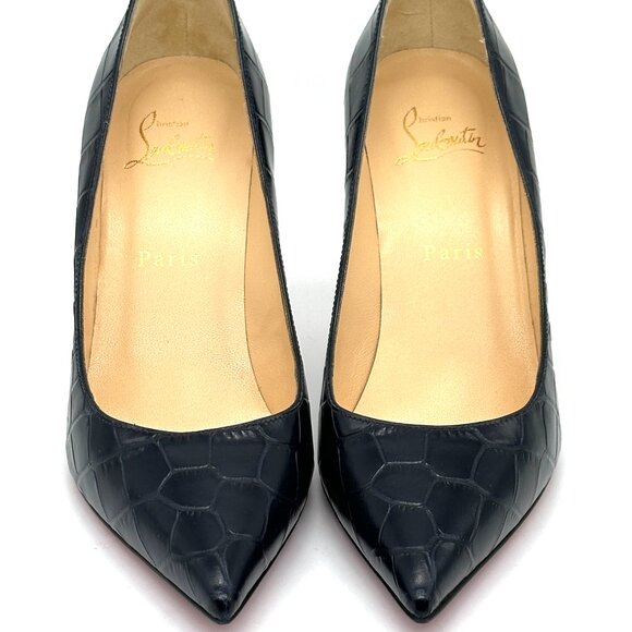 Christian Louboutin KATE 85 Crock Calf Ali leather Heels Pumps Shoes Black - Picture 7 of 15